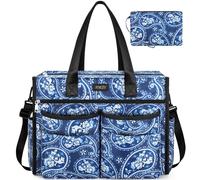 ITIEZY Borsa shopper da donna, grande, impermeabile, con 18 tasche, 16 pollici, borsa da lavoro da donna con chiusura lampo, per università, ufficio, lavoro, viaggi, 06 blu., L