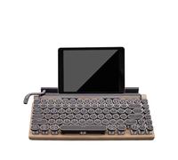 Itigoitie Tastiera meccanica retrò, punk Bluetooth wireless e cablata, layout 75%, retroilluminazione a LED, tasti rotondi, 83 tasti, per iOS/Android/Windows/Mac/iPad, colore legno