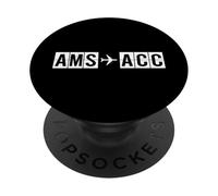 Itinerario di volo AMS ACC da Amsterdam a Codici aerei Accra PopSockets PopGrip Adesivo