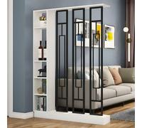 ITITI 1 Set Elegante divisorio Minimalista e libreria - for Ufficio Domestico e Ingresso, scaffale portaoggetti Regolabile(White+Black 39.3x9.4x78.7in)
