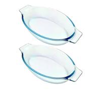 Itkcozcg 2 vassoi da cucina in vetro trasparente, forma ellittica, perfetti per lasagne singole e torte di carne, piccola teglia ovale in vetro
