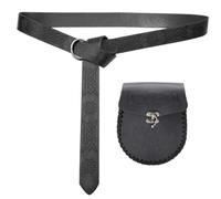 Itkcozcg Accessorio medievale cintura in rilievo con portamonete Halloween Dressingup Costume Cintura in vita Tasca Cosplay Party Accessorie, Nero C, Size reference picture