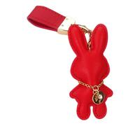 Itkcozcg Ciondolo per borsa a forma di coniglio, in pelle, con elegante fibbia, per donne alla moda e amanti degli accessori alla moda, Rosso acceso, Each rabbit is 10cm long and 6cm wide.