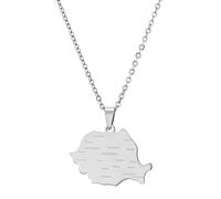 Itkcozcg Collana con ciondolo a forma di bandiera della Romania con contorno del paese, catena per clavicola, collana girocollo con simbolo della Romania, gioiello unico, accessorio alla moda, in