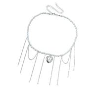 Itkcozcg Collana regolabile con ciondolo a forma di cuore con perle finte alla moda per le donne gioielli alla moda regalo elegante perle finte collana d'amore
