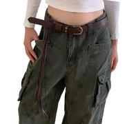 Itkcozcg Elegante regolabile PU Fringe Cintura Per Uomo Donna Leggero Comodo Uso quotidiano Accessorio Alla Moda, Caff, The belt is 105cm long.