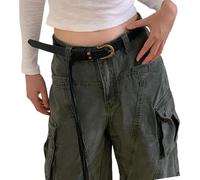 Itkcozcg Elegante regolabile PU Fringe Cintura Per Uomo Donna Leggero Comodo Uso quotidiano Accessorio Alla Moda, Nero , The belt is 105cm long.