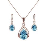 Itkcozcg Elegante set di orecchini e collana in lega con ciondolo in cristallo imitazione per donne alla moda gioielli eleganti orecchini e collana