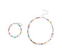 Itkcozcg Gioielli alla Moda, Set di Collana e Braccialetto in Resina e Argilla con Perline Fatte a Mano, Set di Gioielli Giocoso per Donne e Adolescenti