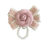 Itkcozcg Gioielli alla moda, spilla a forma di fiore con perle e fiocco, spilla etnica da bavero per le feste per lei, Rosa#, See dimensional drawing