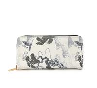 Itkcozcg Portafoglio da viaggio in pelle PU a tema retrò contemporaneo con scomparto per banconote integrato e design vintage cinese lungo portafoglio, Nero , Bellezza di massa