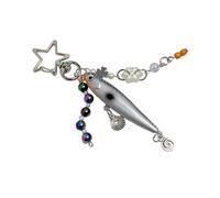 Itkcozcg Portatile dinamico della costruzione dei materiali misti di Keychain del pesce per gli appassionati di viaggio Portachiavi alla moda per lo zaino, Nero , Taglia unica