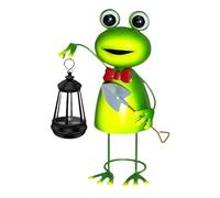 Itkcozcg Statua a forma di rana solare con luce da giardino a LED, decorazione per esterni, in ferro, decorazione animale