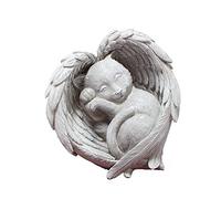Itkcozcg Statuetta commemorativa a forma di cane per monumento a forma di ala d'angelo, in resina, decorazione per monumento a forma di cane