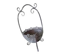 Itkcozcg Vaso da fiori in ferro invecchiato con bordo in pizzo per decorazione sofisticata della casa e da tavolo, terrazza di casa contadina