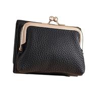 Itkcozcg Zaino alla moda, portafoglio compatto da donna con tasca portamonete con chiusura a bacio e finestra trasparente, porta carte di credito per l'uso quotidiano, Nero , Size reference picture