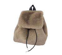 Itkcozcg Zaino da donna alla moda, elegante, in pelliccia sintetica, monocromatico, soffice, con cordoncino, piccola borsa a tracolla con coperchio a ribalta per il comfort invernale, marrone, Size