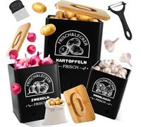 ITMNMNL Porta Patate Cipolle Aglio,Set di 3 Contenitore Patate e Cipolle e Aglio,Contenitore per Patate,Porta Aglio e Cipolla con Fori di Ventilazione,per Conservare le Verdure Fresche (Nero)