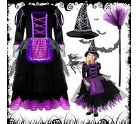 ITMNMNL Vestito Carnevale Bambina, Costume Strega Bambina (9-12 Anni)