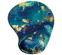 ITNRSIIET Tappetino Mouse Ergonomico Gel Rest Poggiapolsi, Tappetini Gaming per Mouse Tondo, Resistente all'Acqua con Superficie Liscia Base in PU Antiscivolo, Marmorizzazione Blu Verde