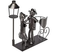 ito electronics - Portabottiglie a forma di coppia di amanti che danza sotto un lampione con cuore, adatto come regalo per matrimonio, supporto per bottiglie di vino,color argento, dimensioni (lunghezza x larghezza x altezza): 23 x 10 x 33 cm (con bottiglia)