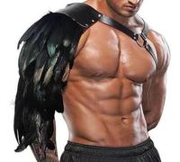 ITODA Armatura a spalla vichinga con piume, regolabile, medievale, cavaliere spalla, corazza gotica punk, per donne e uomini, guerriero, cosplay, protezione per le spalle per Halloween, LARP