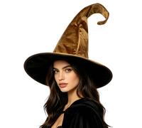 ITODA Cappello da strega in velluto a tesa larga increspato da strega malvagia a punta, accessorio per travestimenti, feste in maschera, cosplay, accessori per Halloween e carnevale