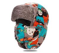 ITODA Cappello Invernale Caldo Unisex per Bambini e Ragazzi, con paraorecchie, in Finta Pelliccia, Cappello da Soldato Russo per Ragazzi e Ragazze, Antivento, per Neve, Sci, Snowboard, Ciclismo, con