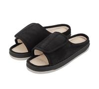ITODA Pantofole comode per gonfiore del piede, regolabili, con punta aperta, vestibilità extra larga, antiscivolo, traspiranti, sandali per edema, colore nero