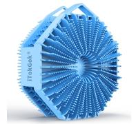 iTokGoK Spazzola esfoliante per il corpo in silicone 2 in 1 con infusione di argento, design su entrambi i lati, per pelli sensibili, per doccia, luffa in silicone, blu cielo