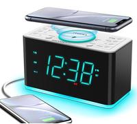 iTOMA Radiosveglia, Caricabatterie per Telefono Wireless da 15 W con Bluetooth, Porta di Ricarica USB, Doppia Sveglia, Timer di Spegnimento, Snooze, Dimmer, Radio FM, Luce Notturna CKS207