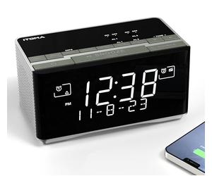 iTOMA Radiosveglia FM e DAB con Porta di Ricarica USB, Altoparlante Stereo Bluetooth, Jack Per Cuffie, Doppio Allarme, Snooze, Display LCD Oscurabile 3501