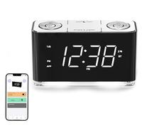 iTOMA Radiosveglia, Sveglia con Bluetooth, Ampio display LED, Radio FM, Doppio allarme, Porta di ricarica USB, Luce notturna, Dimmer automatico e manuale, Snooze, Sleep timer CKS507