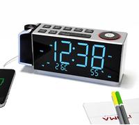 iTOMA Sveglia a Proiezione con Radio FM, Ricarica USB, Display a LED da 1,8", Luce Notturna, Doppio Allarme, Snooze, Controllo Dimmer, Radiosveglia da Comodino CKS509