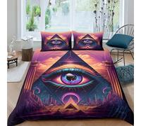 ITOMEN Occhio del triangolo 3D Stampa Digitale Mistero 3 Pezzi Set Copripiumino Copripiumino Con Cerniera E Federe Microfibra Morbido Set Di Biancheria Da Letto Per Bambini Double（200x200cm）