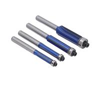 Itonash 4 Pezzi Punta del Router a Filo, 1/4 di Stinco in Acciaio Al Tungsteno con Punta di Carburo in Lega di Rivestimento Blu, con Bordi Lisci per la Lavorazione del Legno MDF