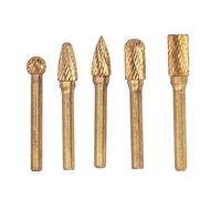 Itonash 5 Pcs Set di Bit di Macinazione in Carburo di Tungsteno, Testa a Doppio Taglio Rotativo con Gambo Rotondo 6 Mm, per Lucidare Intaglio in Lega in Acciaio
