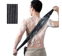 Itonash Asciugamano per la Pulizia della Schiena a Doppia Faccia 40 Pollici per Esfoliare e Pulire, Si Impasta Facilmente Fino a Creare una Schiuma Ricca, Striscia Lunga con Materiale (Nero a