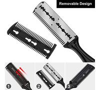 Itonash Pettine di Taglio dei Capelli Professionali con Lame in Acciaio Inossidabile, Vittime di 3 Pezzi con 10 Lame, per Modellare e Tagliare i Capelli a Casa (Nero)