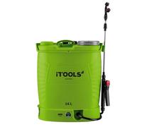 iTools - Spruzzatore da giardino elettrico a batteria 16L 8Ah pressione 6 bar lancia telescopico in acciaio inox + accessori per spruzzatura