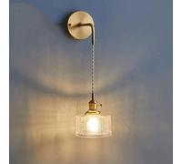 ITOSUI Applique da Parete, lampadario Lungo, lampade da Comodino per Camera da Letto, Applique con Paralume a Coppa di Vetro e Fiori Interamente in Rame, Stile Vintage