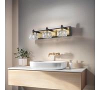 ITOSUI Lampada da Bagno Moderna Nera a 4 luci LED dimmerabili in Cristallo per sopra Lo Specchio, Eleganti luci da Parete per Il Bagno con Finitura