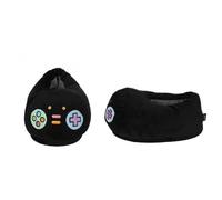 ITOTAL Pantofole Plush LETS PLAY, Ciabatte Morbide a Forma di Controller da Gioco, Nero con Design Colorato