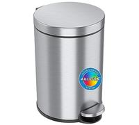 iTouchless SoftStep - Pattumiera da bagno rotonda da 3,2 litri, con secchio interno rimovibile e filtro antiodore AbsorbX, in acciaio inossidabile, pattumiera a pedale da 12 litri, per camera da