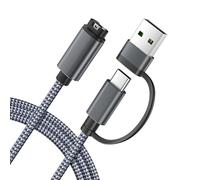 Itramax 2-in-1 USB-C Cavo di Ricarica per Garmin 1.2M 1-Pezzi,Caricatore per Garmin Fenix 8 E 7 7X 7S Sapphire Solar 6X 6S,Vivoactive 6 5 4 3 Music,Forerunner 970 965 955 945 570 265 255 55 - Grigio