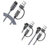 Itramax Bundle Protezione: 3 Cavi 2-in-1 Garmin 1,2m Grigio - 2x Angolati a L + 1x Dritto - Set Completo per Fenix 8/7/6, Forerunner 970/965, Instinct, Vivoactive, Venu