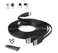Itramax Flat USBC Power Extension Cable 5M/16.5FT,2Pack Extra Long USB A to Type C 2.0 Charging Cord for Blink Mini 2/Outdoor 4, eufy Indoor Cam C210/C220, Tapo C120, EZVIZ H6c 2K/H6/CP1 Pro/CB2, nero