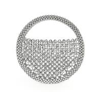 ITRHJTGP Borsa da Sera Borsa da pranzo in perle fatta a mano con perline, versatile, elegante e dalla texture squisita(Silver)