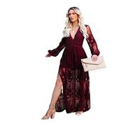 ITRHJTGP Copricostume da Bikini Copri Bikini a Tunica Bianca Lunga Copricostume Sexy con Scollo a V Profondo Abito Lungo Abiti Estivi da Bagno Donna per Vacanza(Maroon,XXL)
