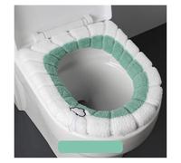 ITRHJTGP coprisedile WC Imbottito Sedile WC Universale con Cuscino a Contrasto, in Peluche Spesso, a Forma di O, copriwater Maniglia, Accessorio for Il Bagno per Il Bagno e Il Relax in casa(B Green)